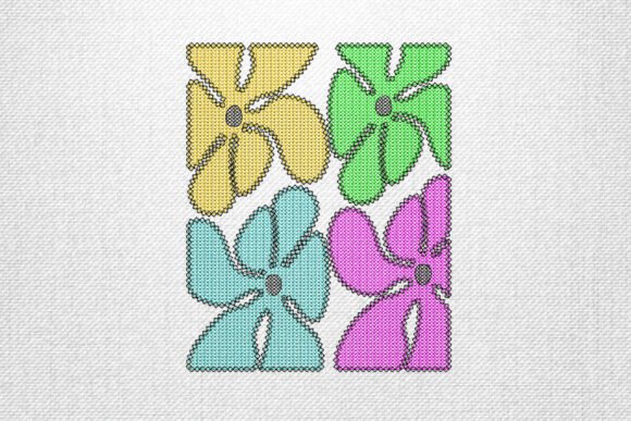 Colorful Cross Stich-Style Flowers: A Seasonal Embroidery Must-Have