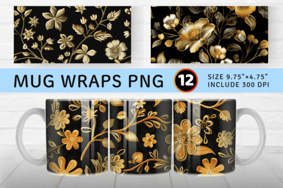 Gold Flowers Embroidery Mug Wrap Sublima Review