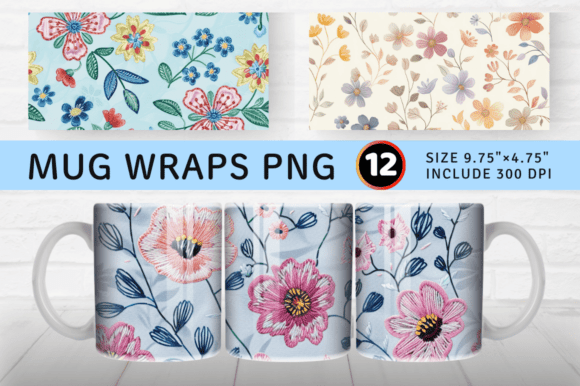 Pastel Embroidery Flowers Mug Wrap Subli Review