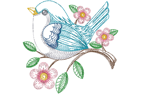 Spring Bluebird and Flowers Embroidery Review