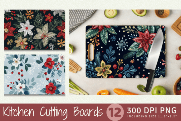 Winter Embroidery Flowers Cutting Boards: A Design Review